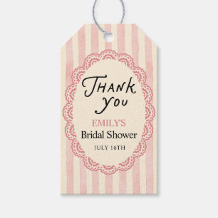Vintage Lace Bridal Shower Pink Thank You Gift Tags