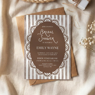 Vintage Lace Brown Bridal Shower Invitation