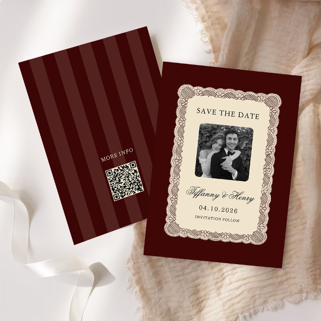 Vintage  Lace Burgundy Save the Date (Creator Uploaded)