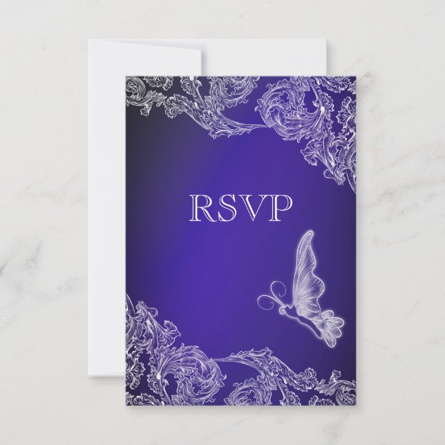 VINTAGE LACE & BUTTERFLIES BLUE OMBRÉ RSVP (Front)