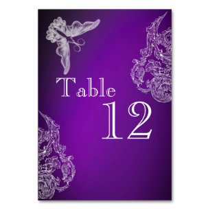 VINTAGE LACE & BUTTERFLIES PURPLE OMBRÉ Table Card