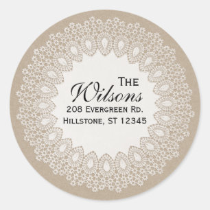 Vintage Lace Doily Return Address Round Label