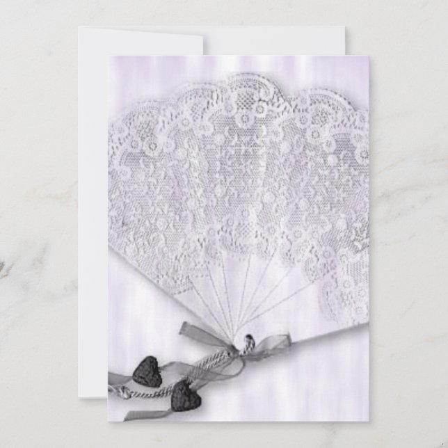 Vintage Lace Fan Wedding Invitation (Front)