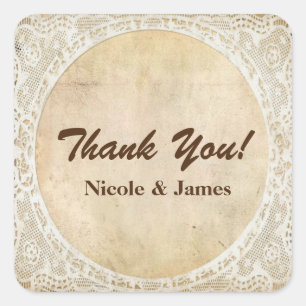 Vintage Lace Frame Rustic Romance Wedding Sticker