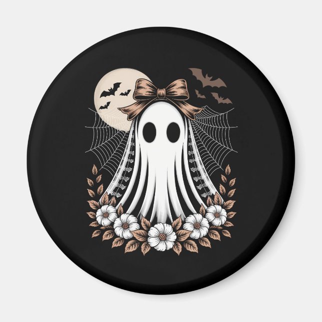 Vintage Lace Ghost Halloween Magnet (Front)