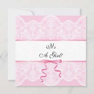 Vintage Lace Girl Baby Shower Invitation