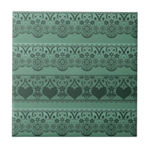 Vintage lace green openwork for decoration ceramic tile