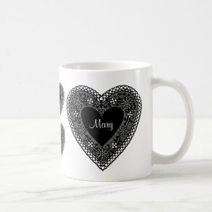 Vintage Lace Heart Coffee Mug
