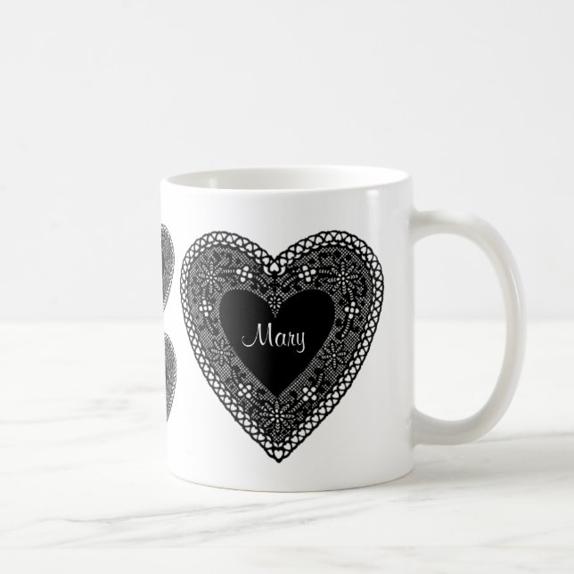 Vintage Lace Heart Coffee Mug (Right)