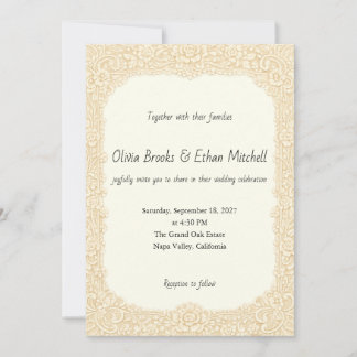 Vintage Lace Ivory Floral Wedding Invitation