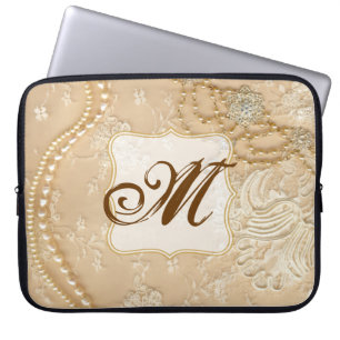 Vintage Lace Jewellery Vict Monogram 15" Laptop Ca Sleeve