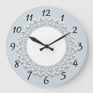 Vintage Lace Large Light Blue Grey Clock