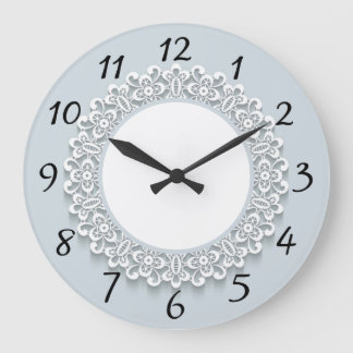 Vintage Lace Large Light Blue Grey Clock