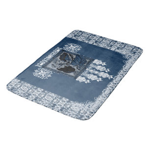 Vintage lace leaves and flowers bath mat