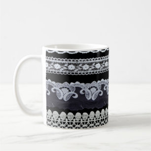 Vintage lace line, ornamental flowers (real lace) coffee mug