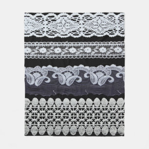 Vintage lace line, ornamental flowers (real lace) fleece blanket