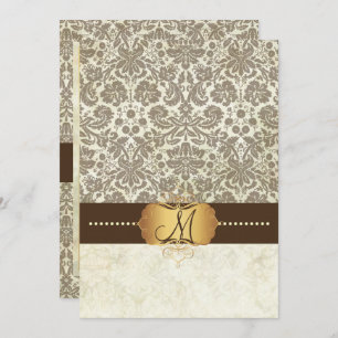 Vintage Lace Monogram Wedding Invitations