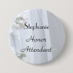 Vintage Lace, Name, Honour Attendant Button Pin