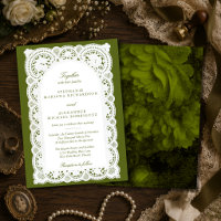 Vintage Lace Old Money Olive Green Wedding
