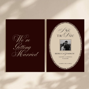 Vintage Lace Old Money Photo Luxury Wedding  Save The Date
