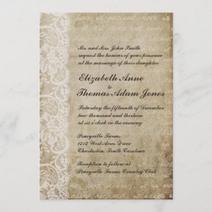 Vintage Lace Old World Wedding Invitation