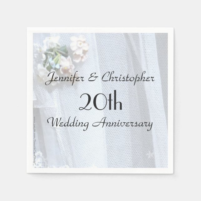 Vintage Lace Paper Napkin 20th Wedding Anniversary (Front)