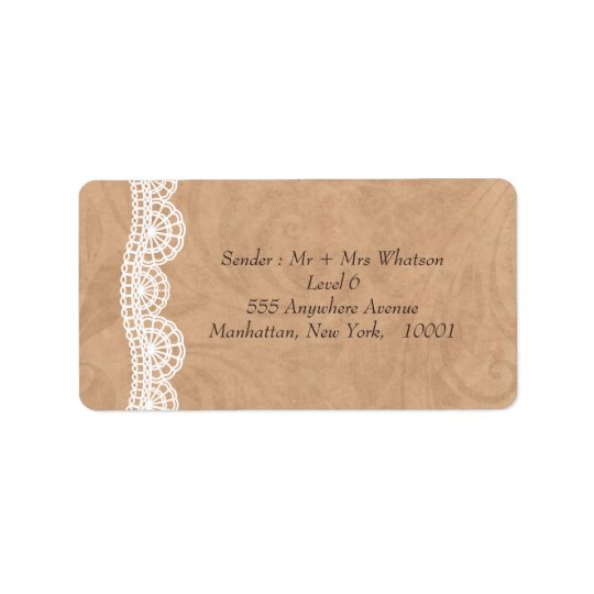 Vintage Lace Personalised Wedding Address Labels