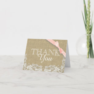 Vintage Lace Pink Baby Shower Thank you Card