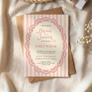 Vintage Lace Pink Bridal Shower Invitation