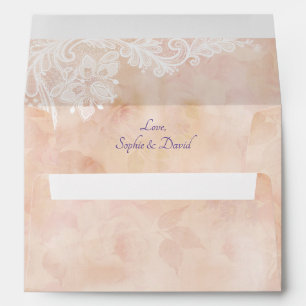 Vintage Lace Roses Old Paper  Wedding Envelopes