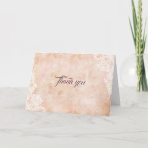 Vintage Lace Roses Old Paper Wedding Thank you Card
