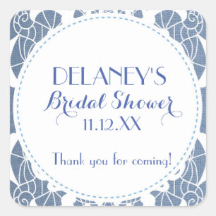 Vintage Lace Rustic Bridal Shower Square Sticker