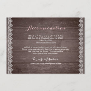 vintage lace rustic wedding accommodation enclosure card