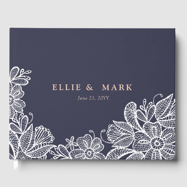 Vintage Lace Wedding Guest Book (Front)