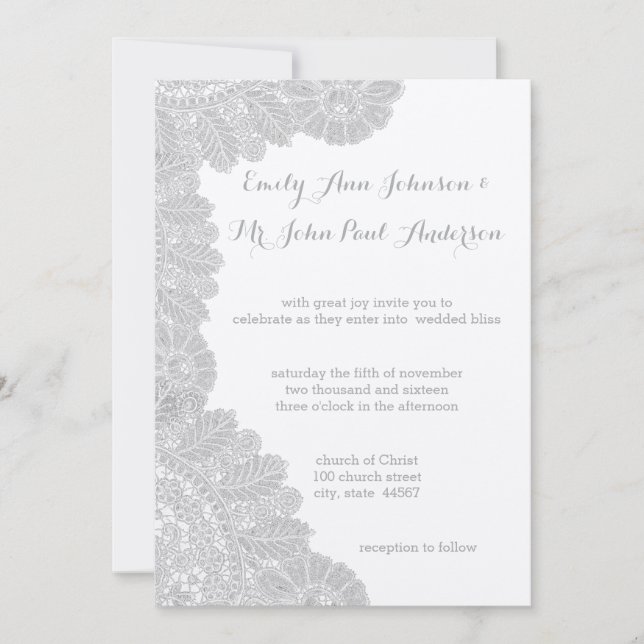 Vintage Lace Wedding Invitations (Front)