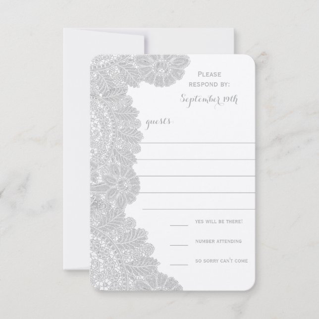 Vintage Lace Wedding RSVP (Front)