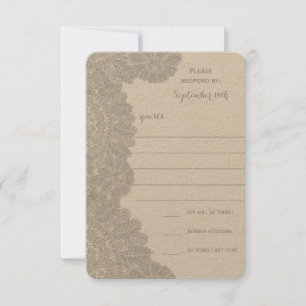 Vintage Lace Wedding RSVP Card