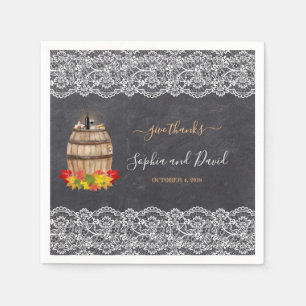Vintage Lace Winery Chalk Thanksgiving Wedding Napkin