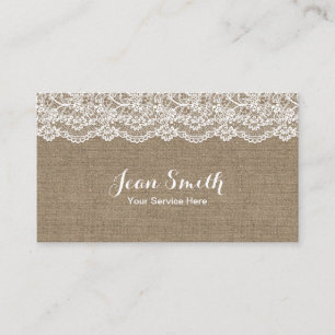 Vintage Laced Burlap Event Planning Seamstress Business Card