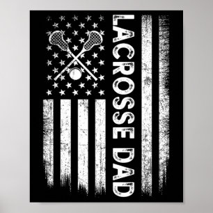 Vintage Lacrosse Dad Usa Flag Retro Fathers Day Da Poster
