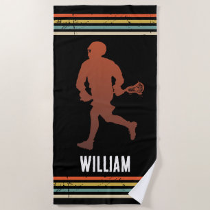 Vintage Lacrosse Personalised Beach Towel