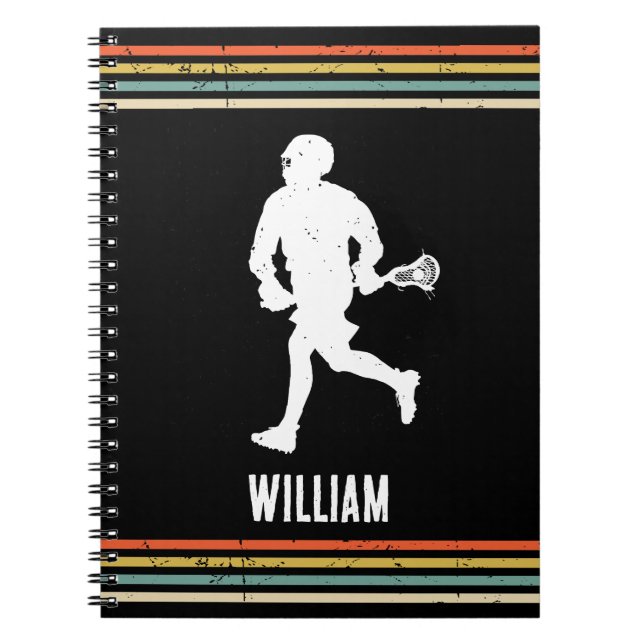 Vintage  Lacrosse Personalised  Notebook (Front)