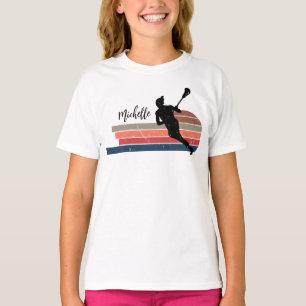 Vintage Lacrosse Player Personalised Name T-Shirt