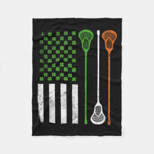 Vintage Lacrosse St. Patrick's Day Irish American Fleece Blanket