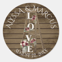 Vintage Ladder and Burgundy Roses Rustic Wedding
