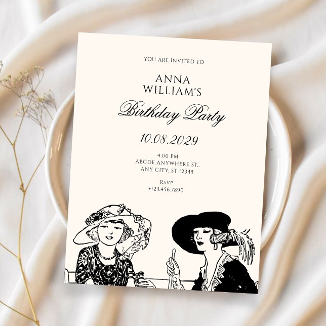 Vintage ladies birthday  invitation (Creator Uploaded)