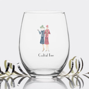 Vintage Ladies Cocktail Time Glass
