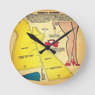 Vintage Ladies Dress Pattern Wall Clock