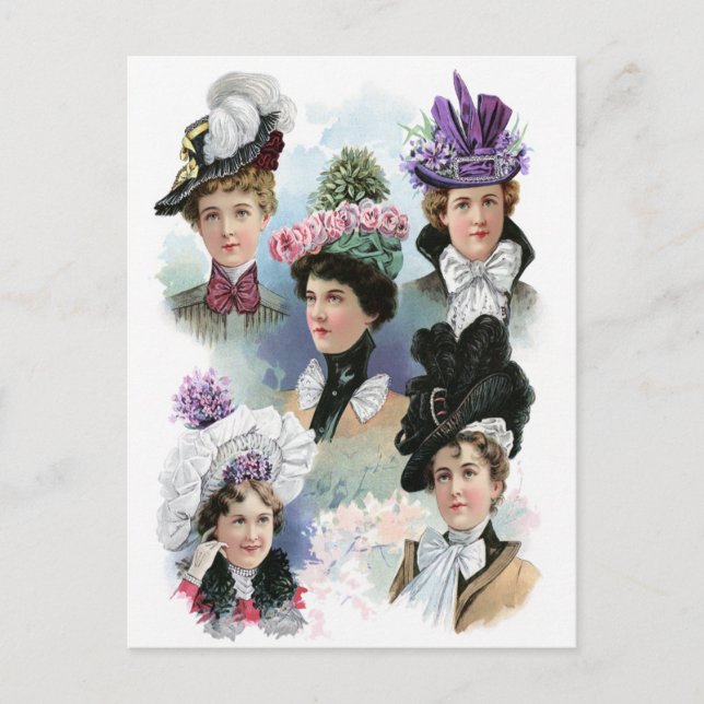 Vintage Ladies Fashion Victorian Hats Postcard (Front)
