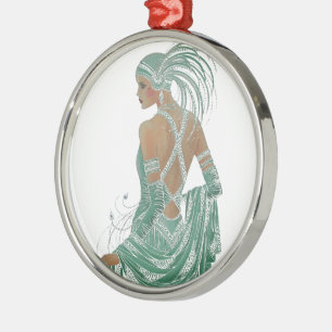 Vintage Ladies Going Green Art Print Metal Tree Decoration